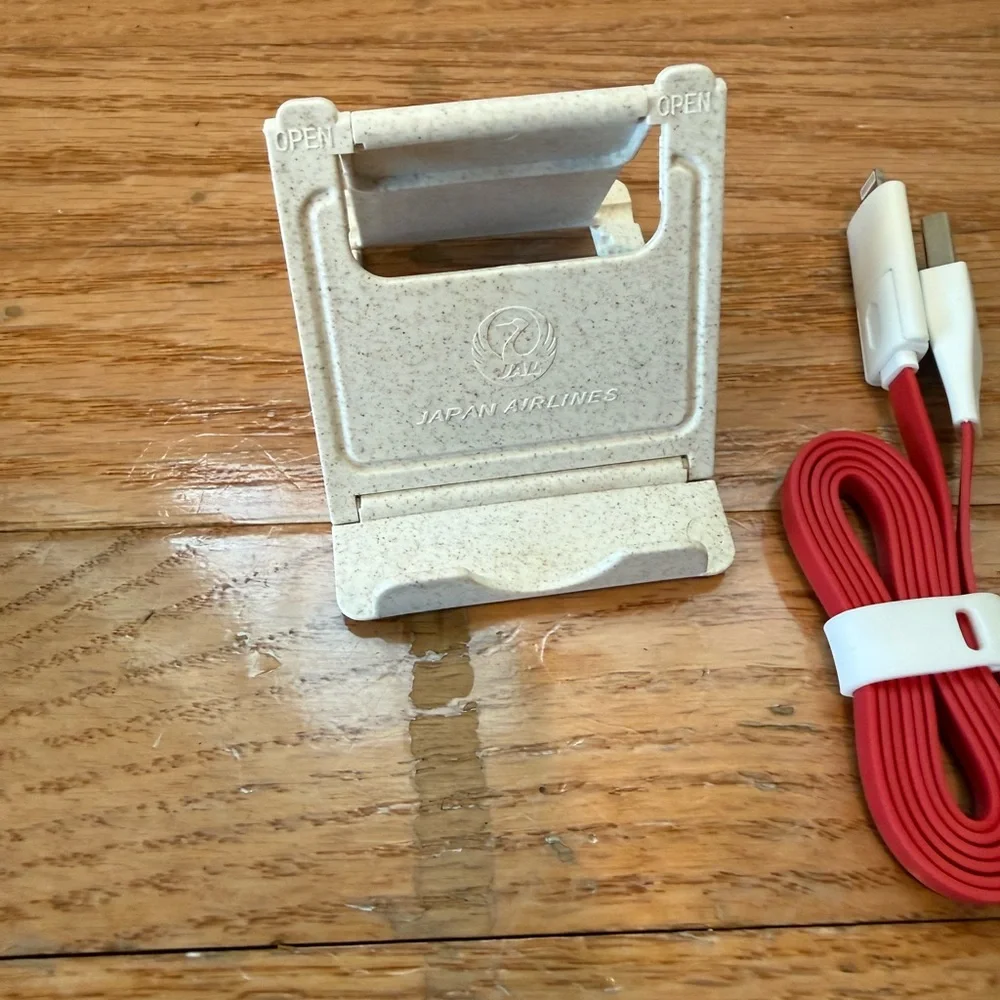3 portable mobile phone stand with Red Charging Cable by jal